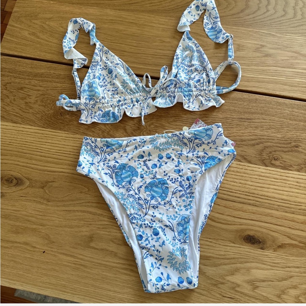 Toluca Blue and White Floral Bikini